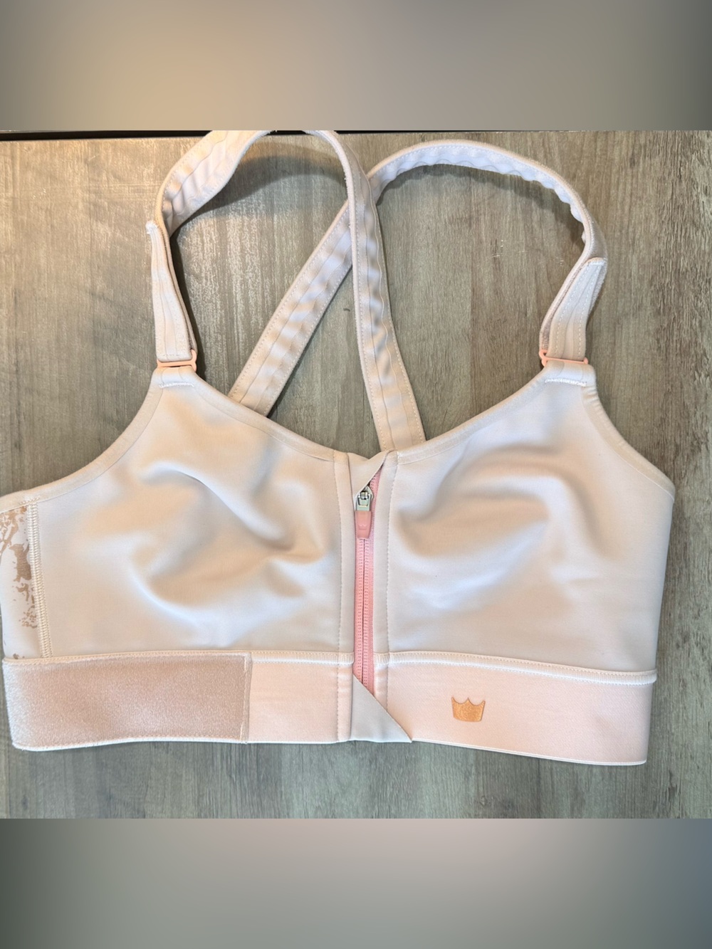 SHEFIT Blush Pink Sports Bra with Front Zip- Size Luxe